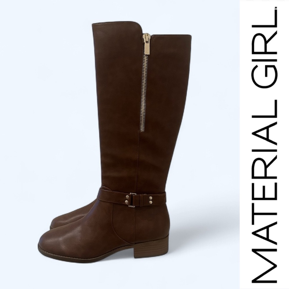 Material Girl Winnie Brown Faux Leather‎ Boots, Size 9, MSRP $89.50